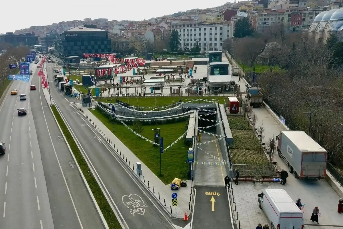 Piyalepaşa zemin altı otopark ve çevre düzenleme sahası hava görünümü